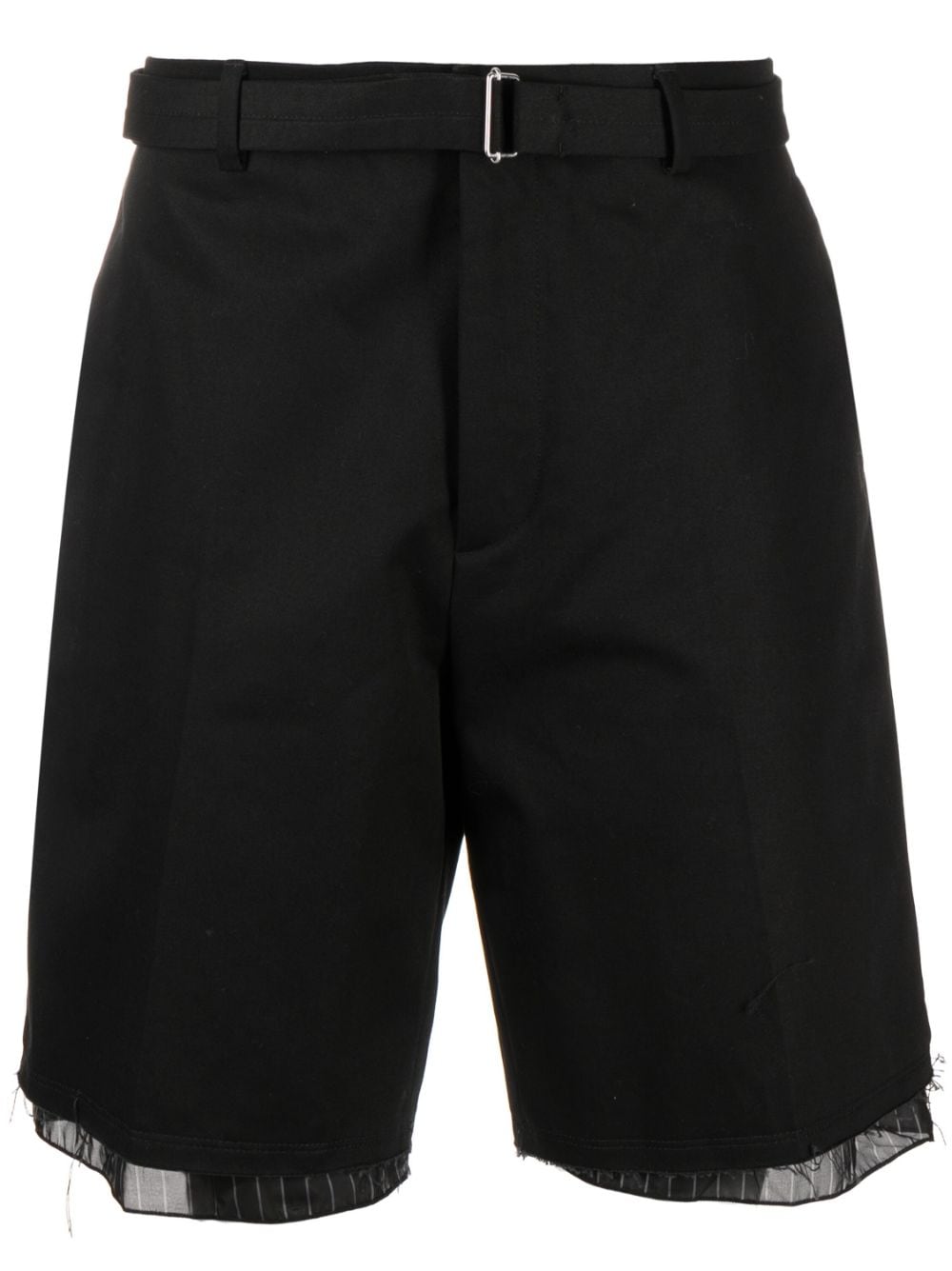 Shop Lanvin Contrast-trim Cotton Bermuda Shorts In Black