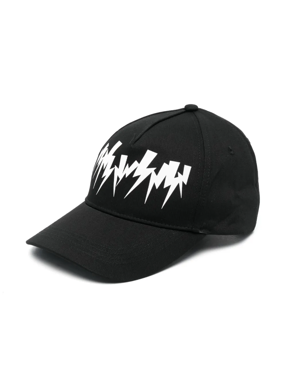 Neil Barrett Kids' Thunder Print Cotton Baseball Hat In Black