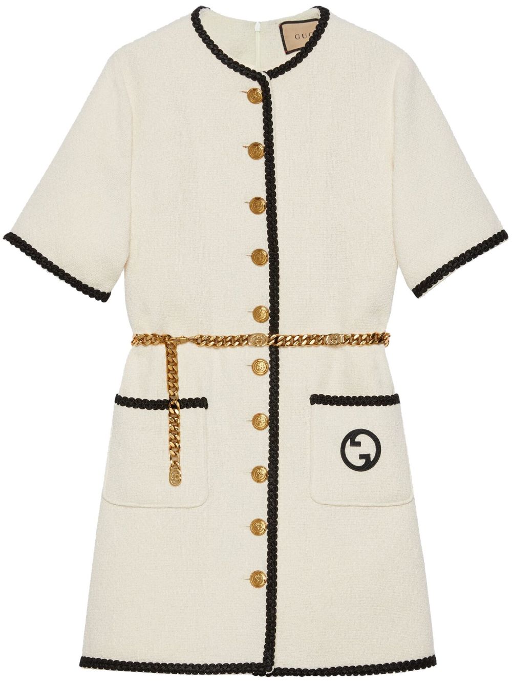 Shop Gucci Retro Tweed Minidress In White