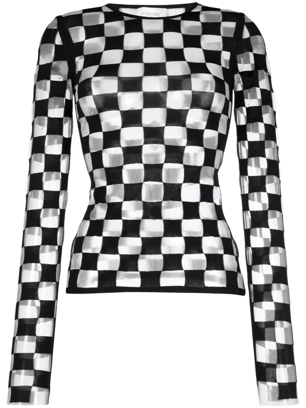 Sportmax Yale Check Mesh Top In Black