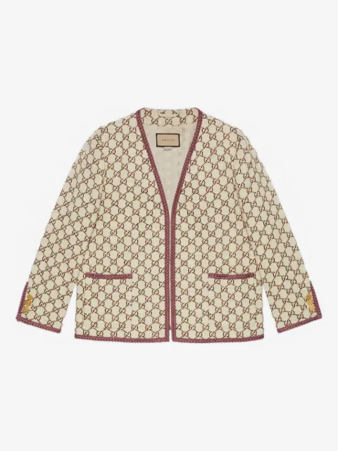 Gucci chaqueta de tweed con logo GG en jacquard