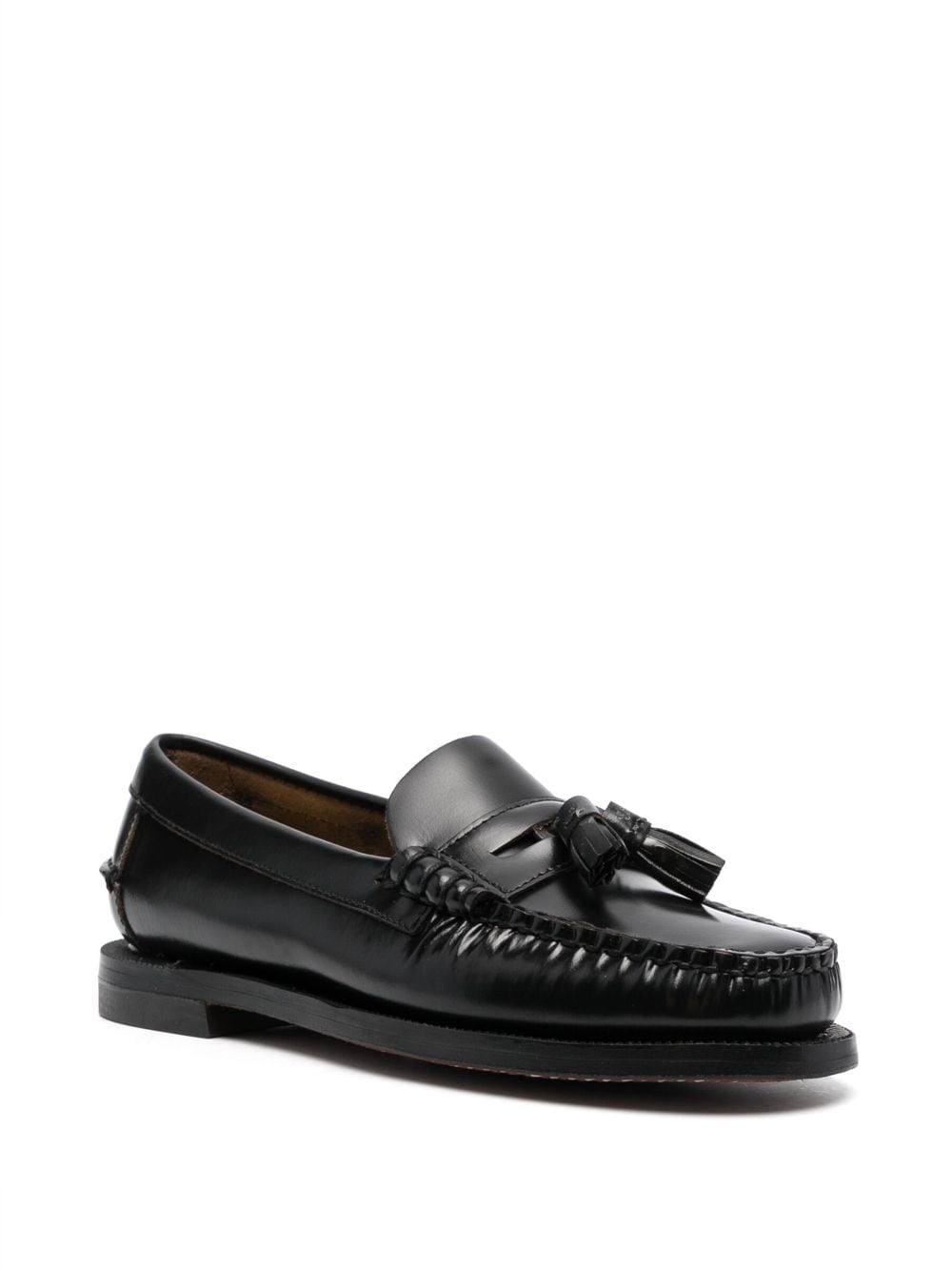 Shop Sebago Tassels Leather Loafers In Black