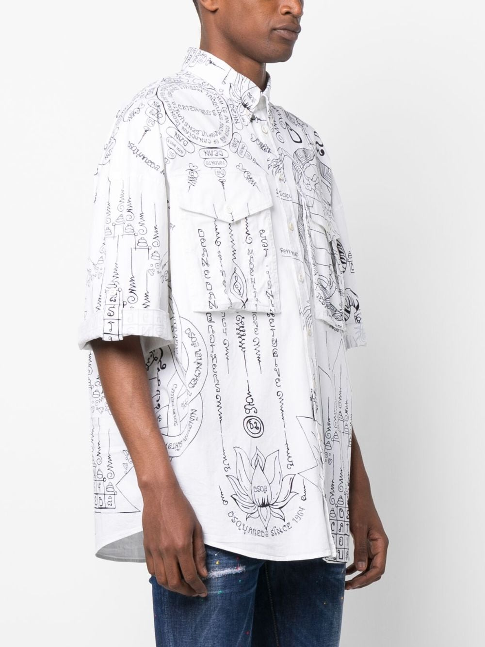 Shop Dsquared2 Graphic-print Cotton Shirt In White