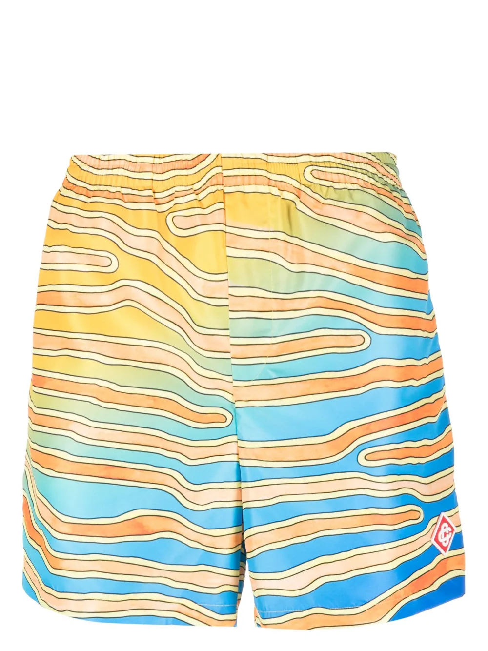 Casablanca Printed De Jour Swim Short In Orange/blue