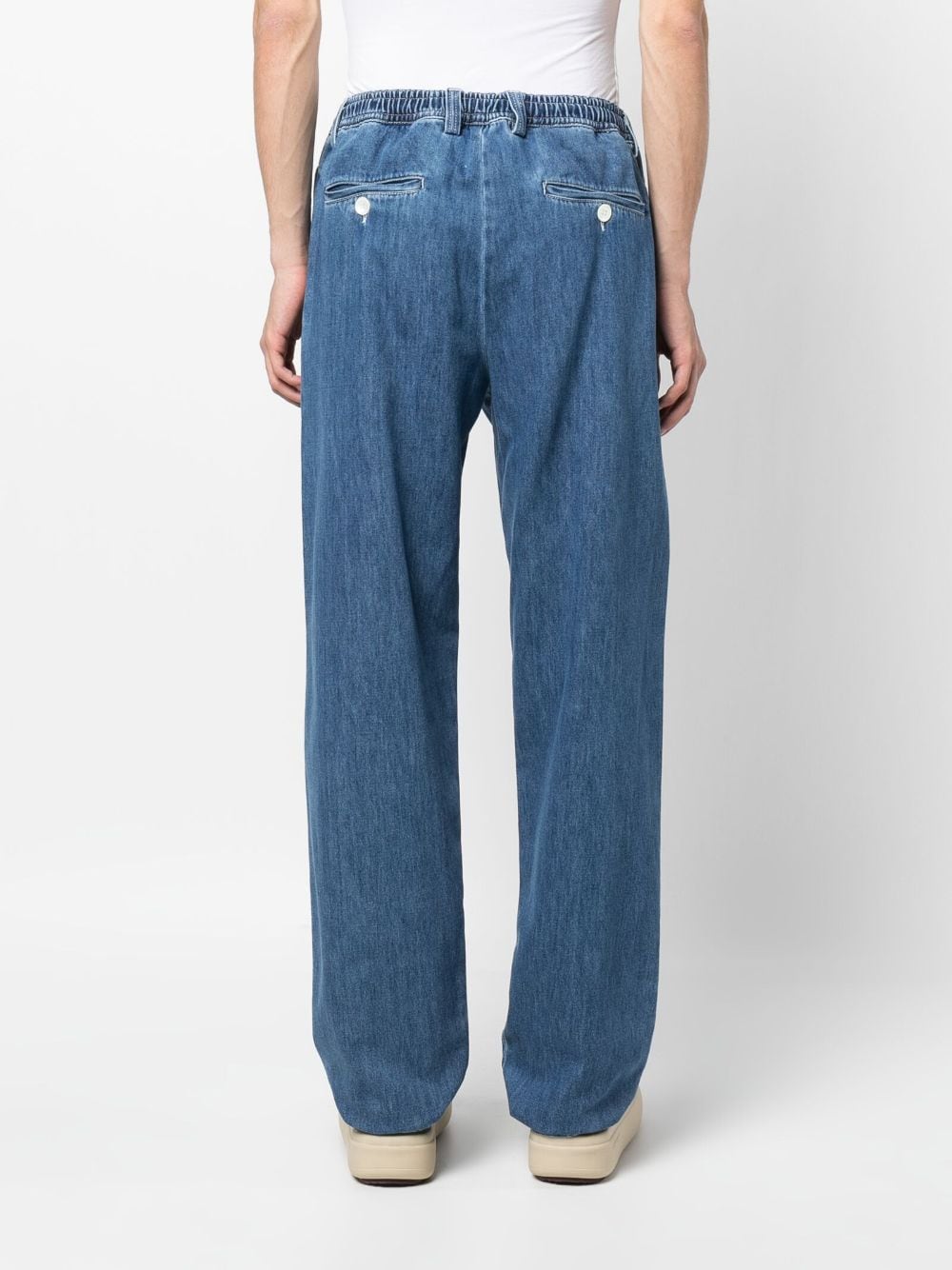 Shop Marni Elasticated-waistband Straight-leg Jeans In Blau