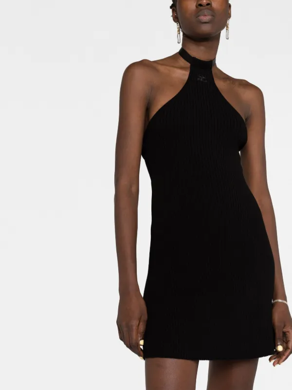 Courrèges ribbed-knit Halterneck Minidress | Black | FARFETCH HK