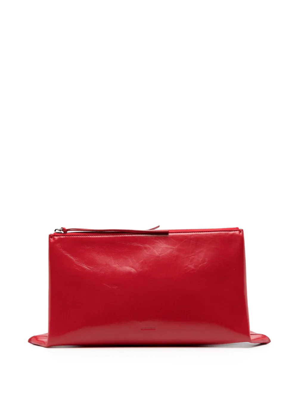 Jil Sander Debossed-logo Leather Clutch Bag In Red