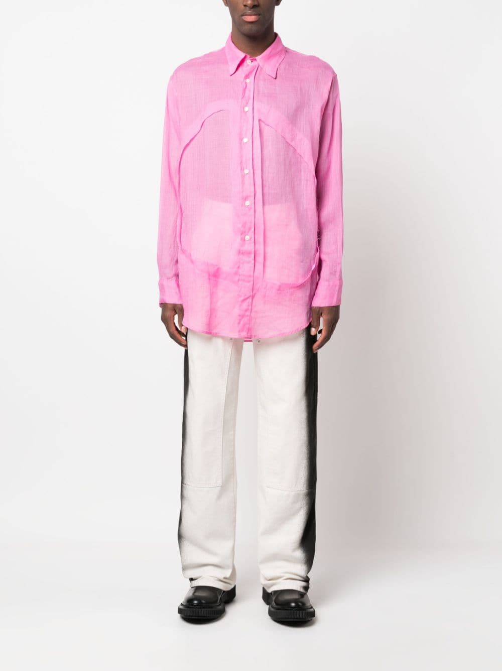 Shop Edward Cuming Lung Window Button-up Shirt In Pink