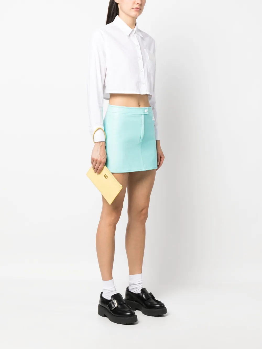 Miu Miu Clutch met logo - Geel