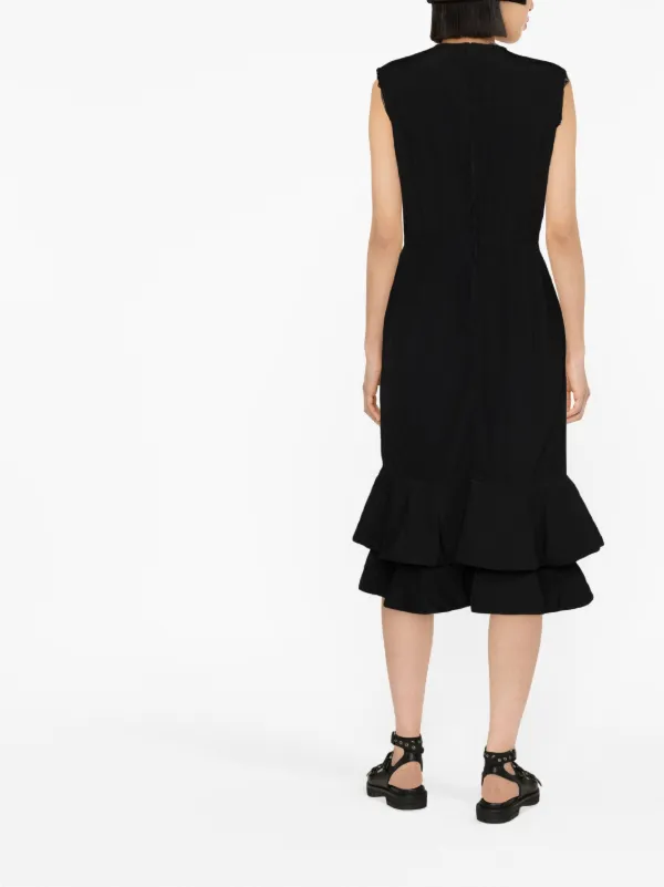 Comme Des Garçons Sleeveless ruffle-trim Midi Dress | Black | FARFETCH