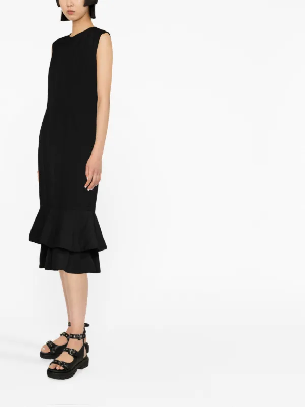 Comme Des Garçons Sleeveless ruffle-trim Midi Dress | Black | FARFETCH