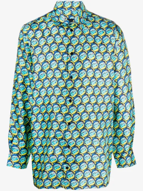 Botter graphic-print satin-finish shirt