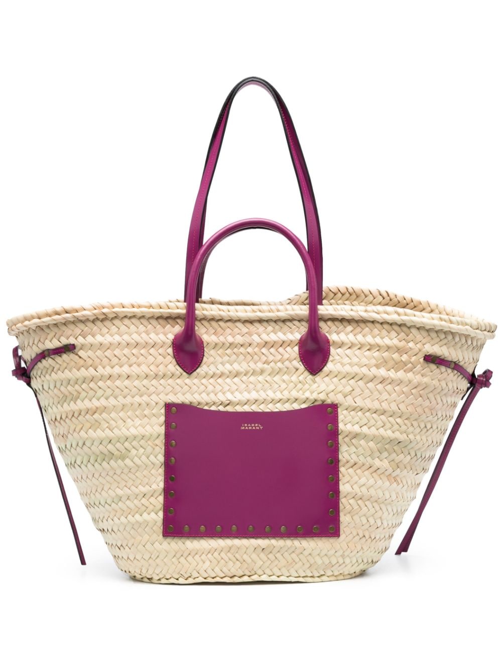 Designer Womens Pom-Pom Monogram Straw Tote Bag Handbag