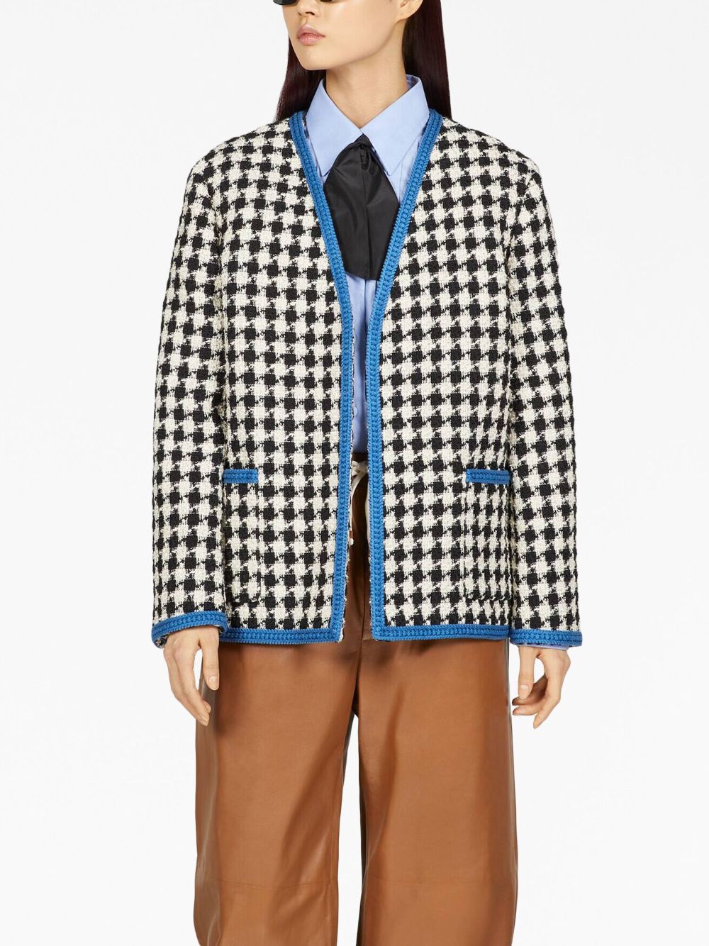 Shop Gucci Gingham Tweed Jacket In White