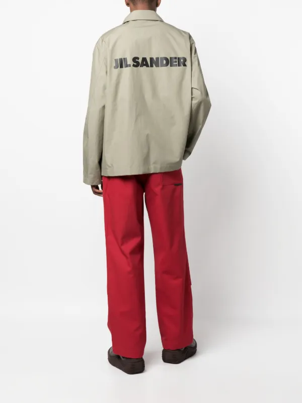 JIL SANDER|JACKETS (SHIRT JACKET 03 DB (J52BN0002 J4002 Jil Sander logo-print Cotton Shirt Jacket | Green | FARFETCH