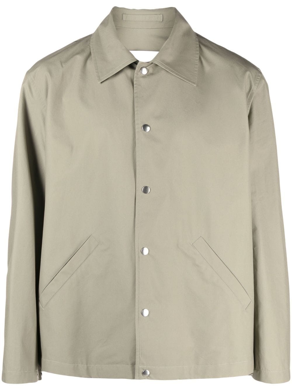 Shop Jil Sander Logo-print Cotton Shirt Jacket In Green