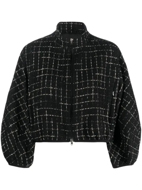 Herno grid-patterned cropped jacket