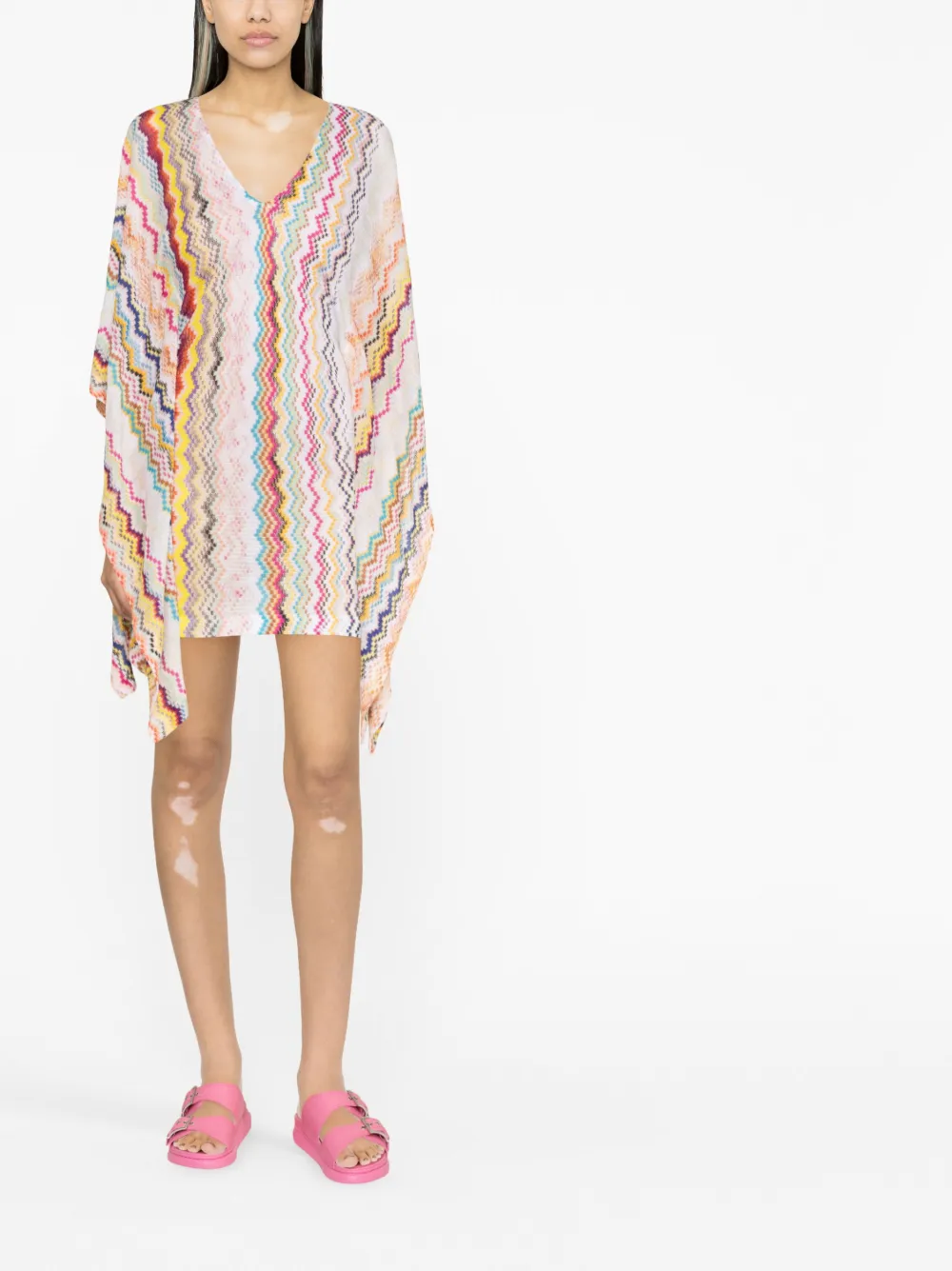 Shop Missoni Zigzag-woven Minidress In White