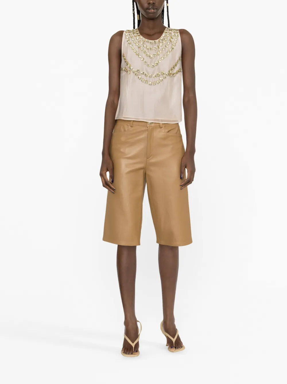 PINKO Avondjurk verfraaid met kristallen - Beige
