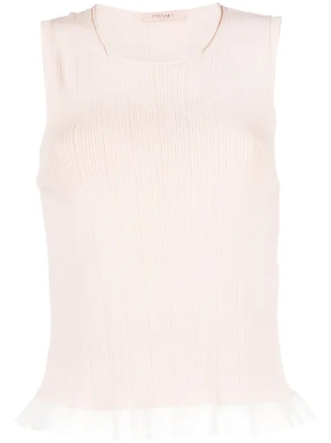 TWINSET - logo-appliqué ribbed knitted top
