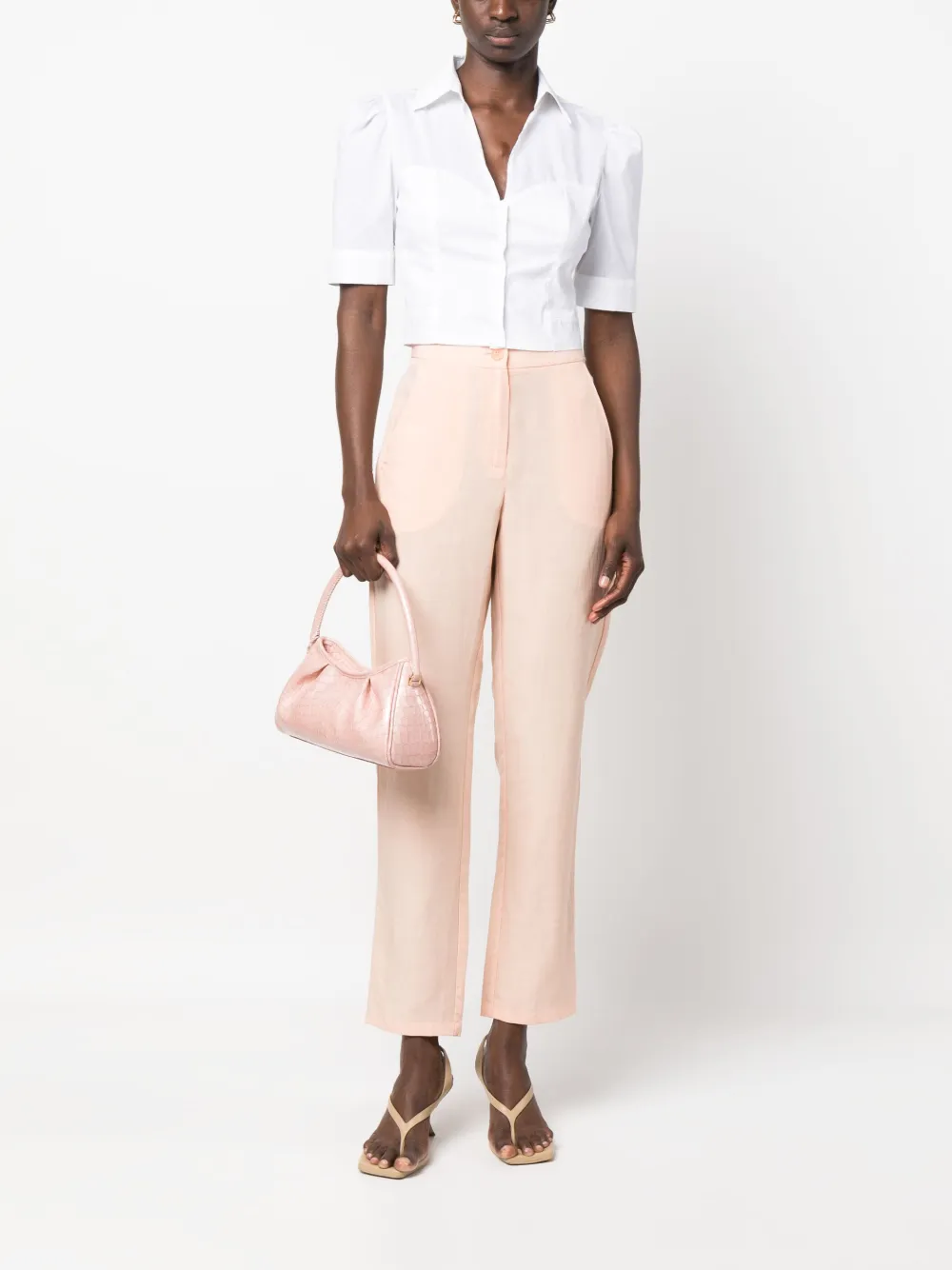 LIU JO high-waisted straight-leg trousers - Roze