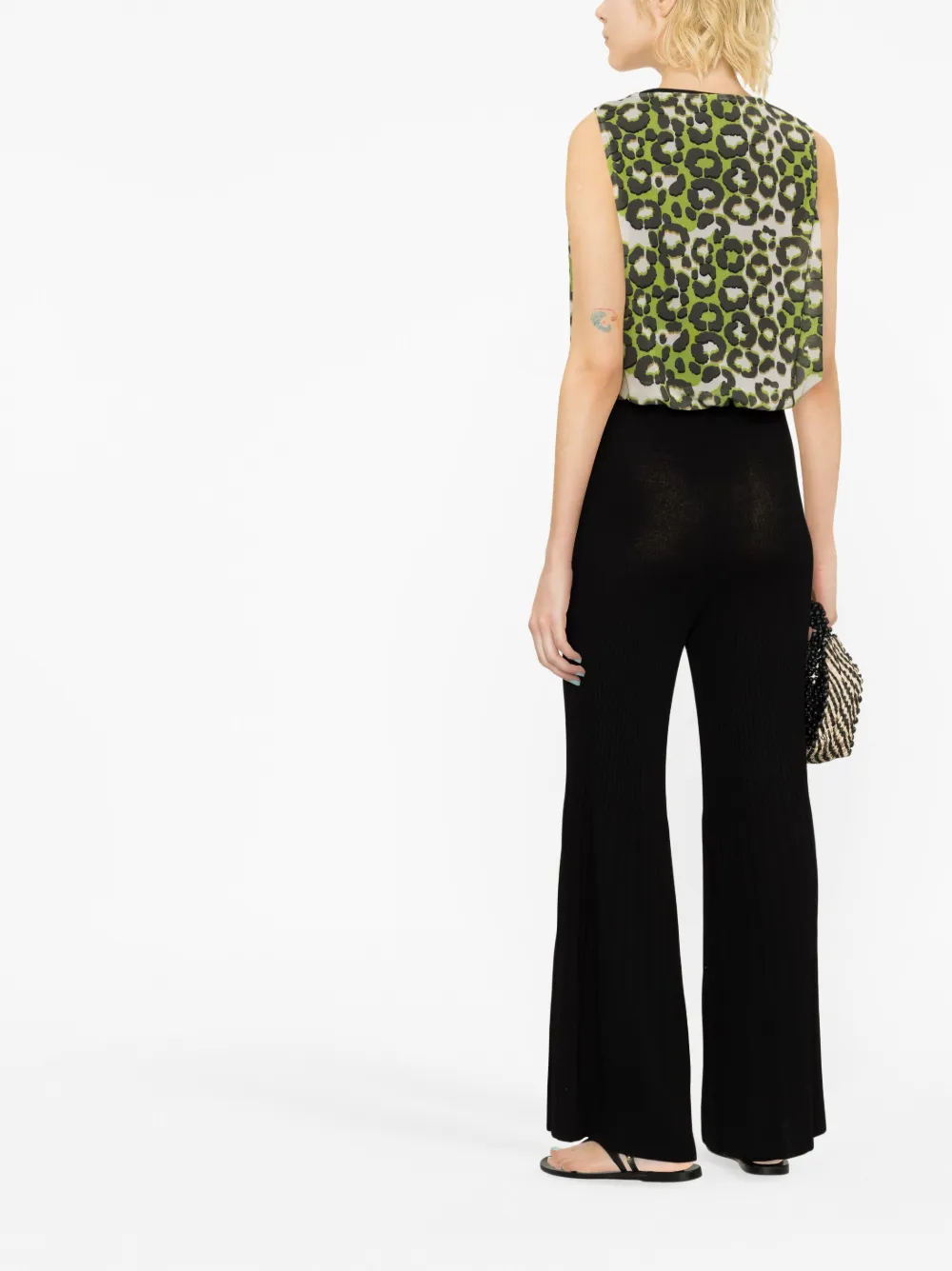 high-waisted wide-ribbed trousers