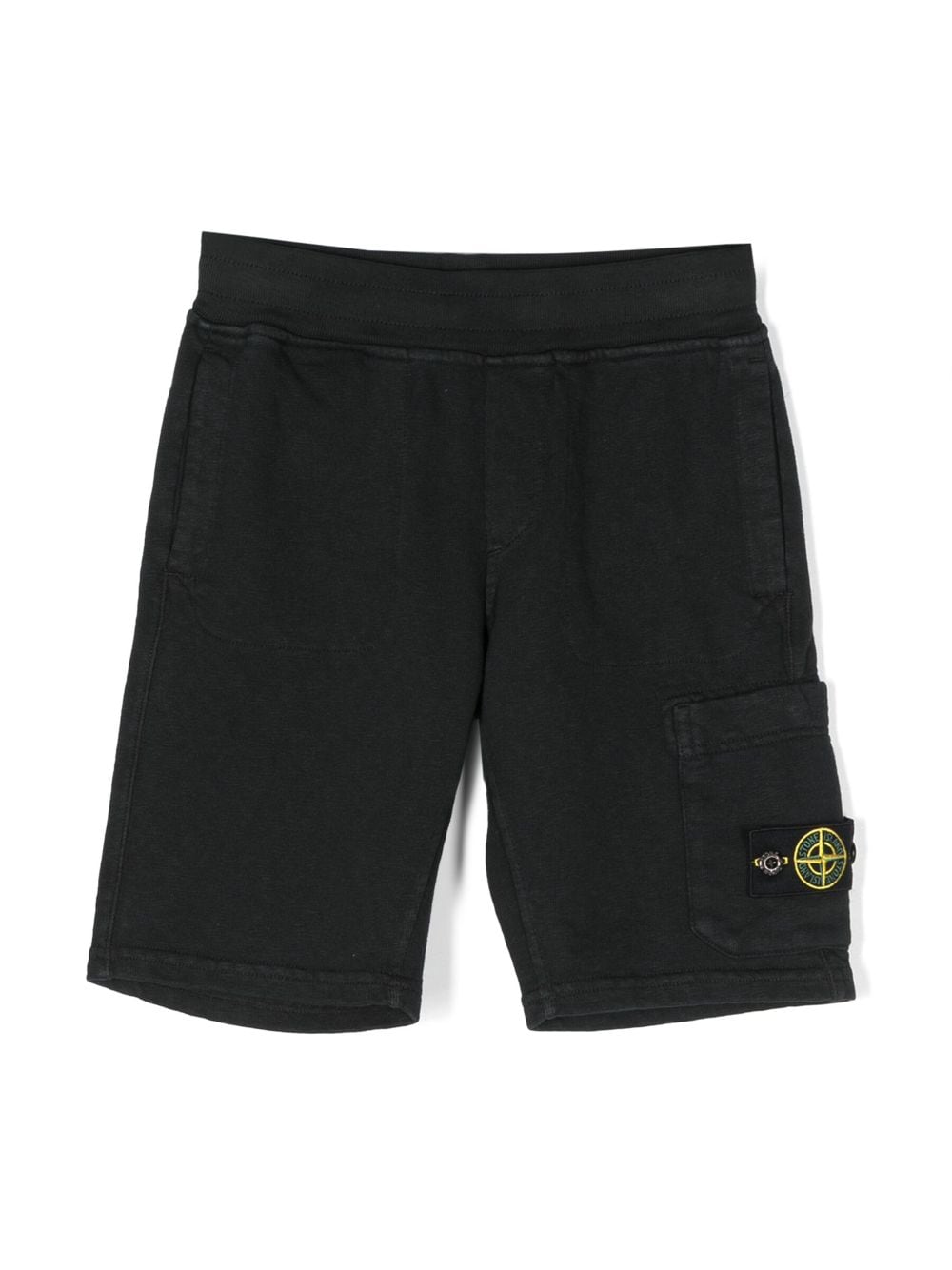 Stone Island Junior Kids' Compass-patch Cargo Shorts In Black