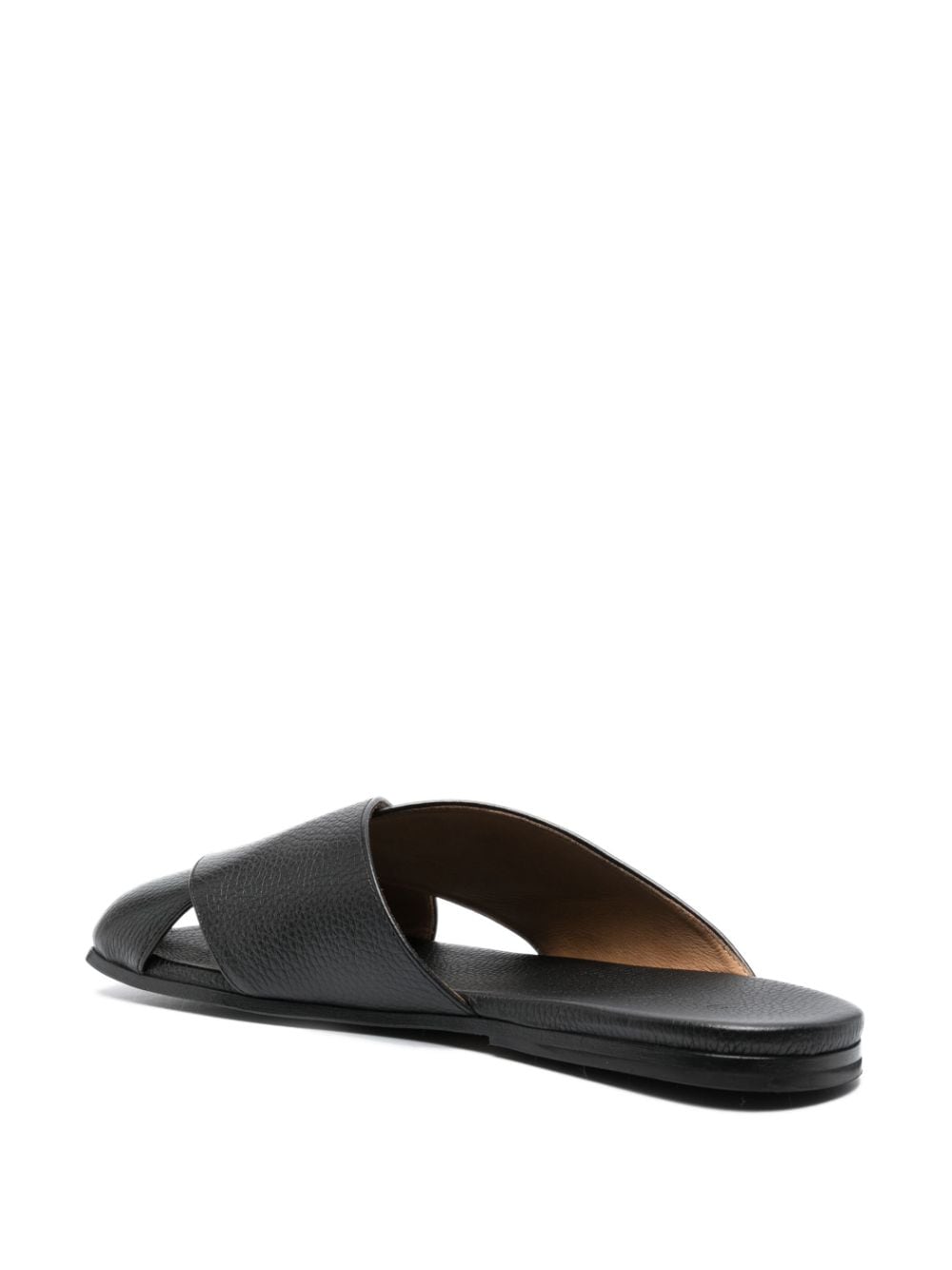 Shop Marsèll Flat Leather Sandals In Black