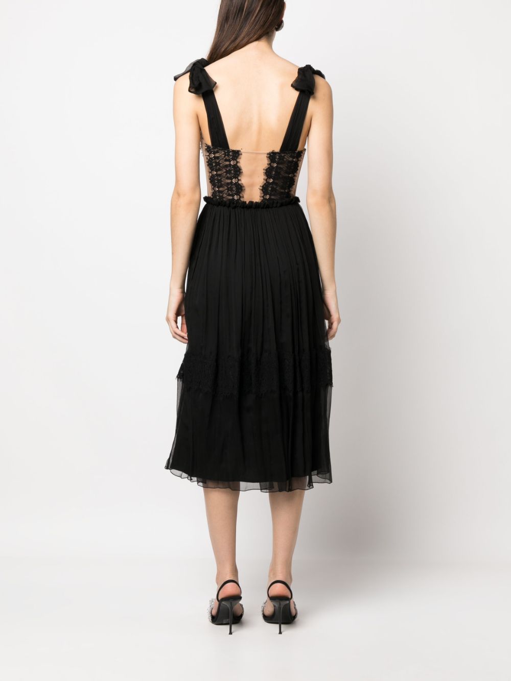 Shop Nissa Cut-out Tulle-overlay Dress In Black