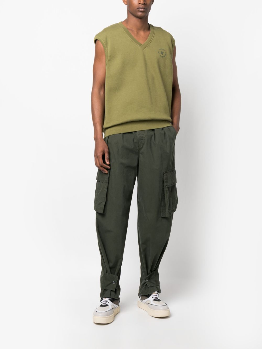Shop Darkpark Eric Cotton Cargo Trousers In Green