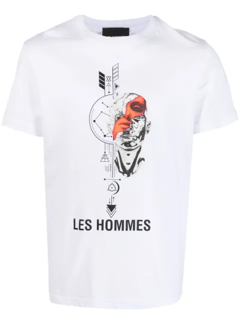 LES HOMMES graphic-print cotton T-shirt