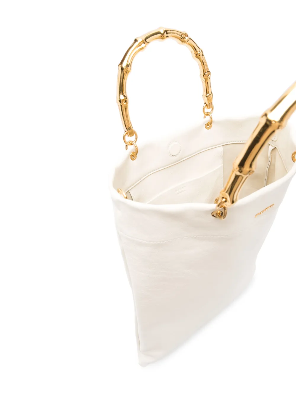 Jil Sander White Tote Bag With Bamboo Handles In Weiss