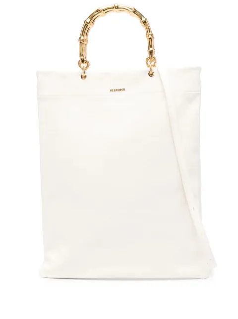 Jil Sander metallic-handle leather tote bag