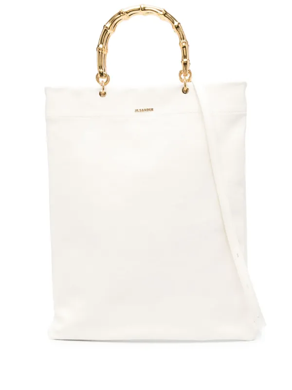 JIL SANDER メタルハンドル レザーバッグ ジルサンダー ロゴ ホワイト Jil Sander メタリックハンドル レザーバッグ | ホワイト