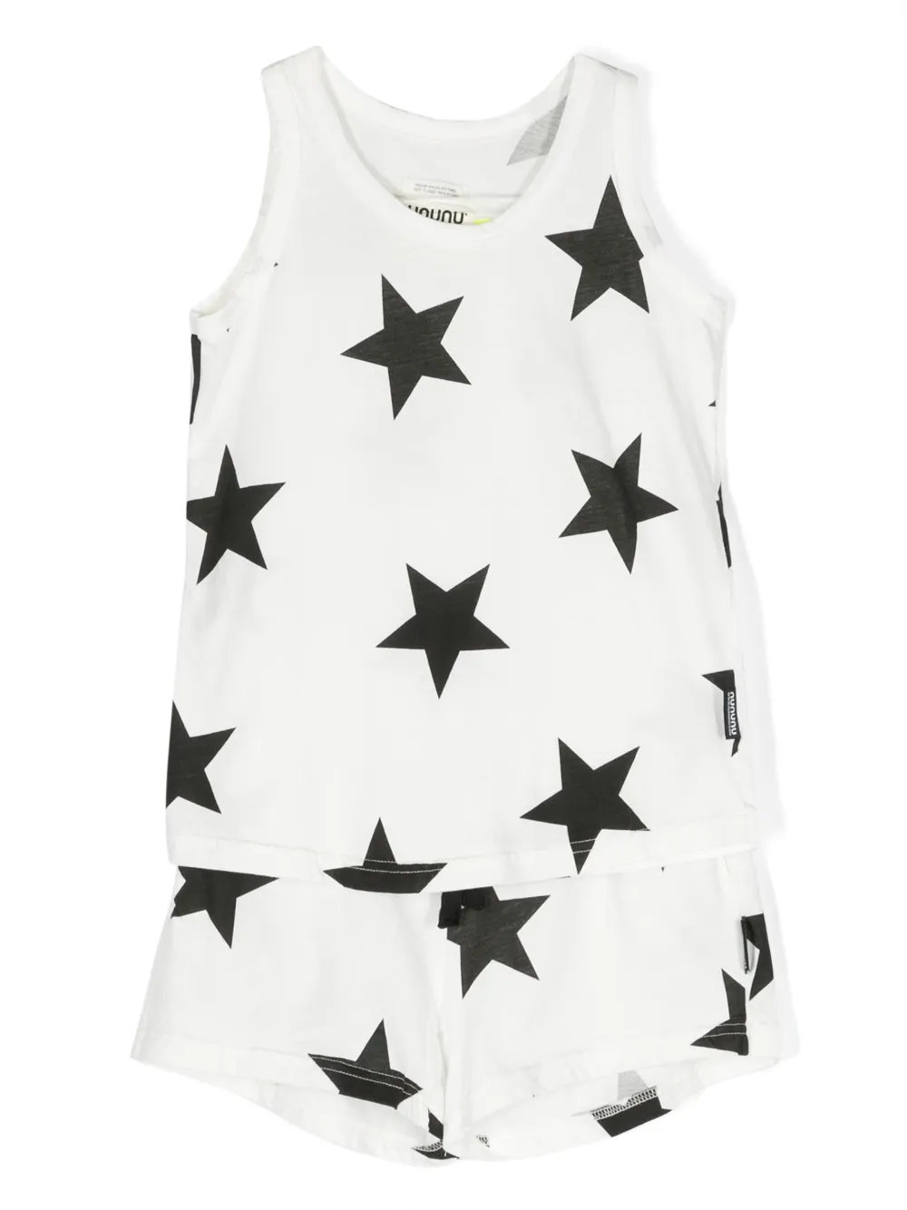 Nununu Kids' Star-print Cotton Tracksuit Set In White