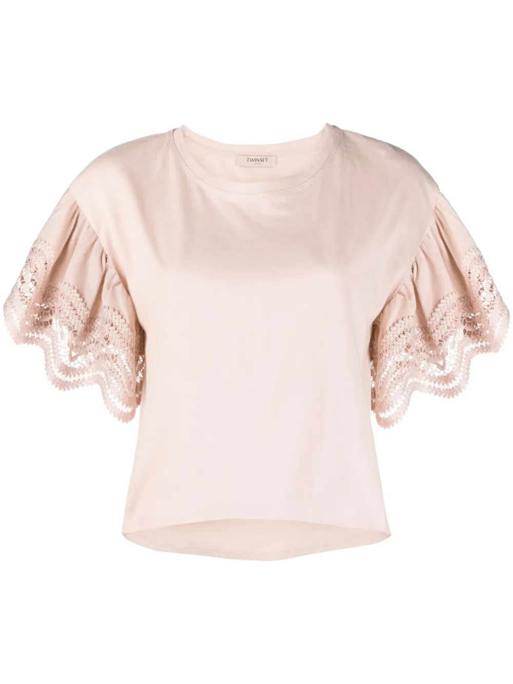 Twinset Lace-trim T-shirt In Pink