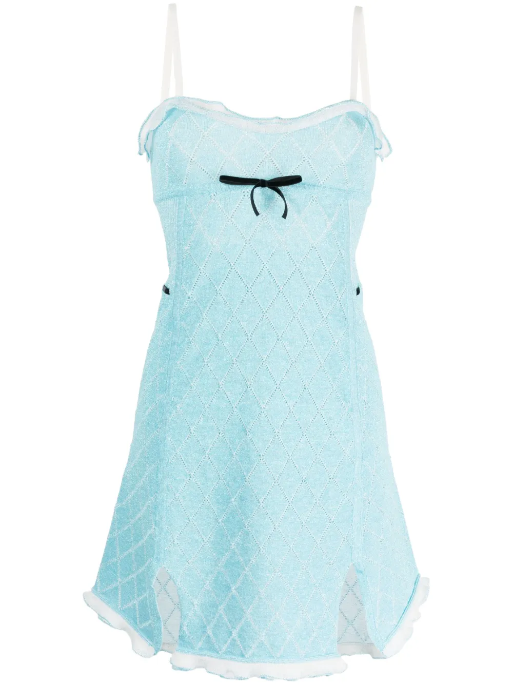 Shop Cormio Pointelle-knit Cami Dress In Blue