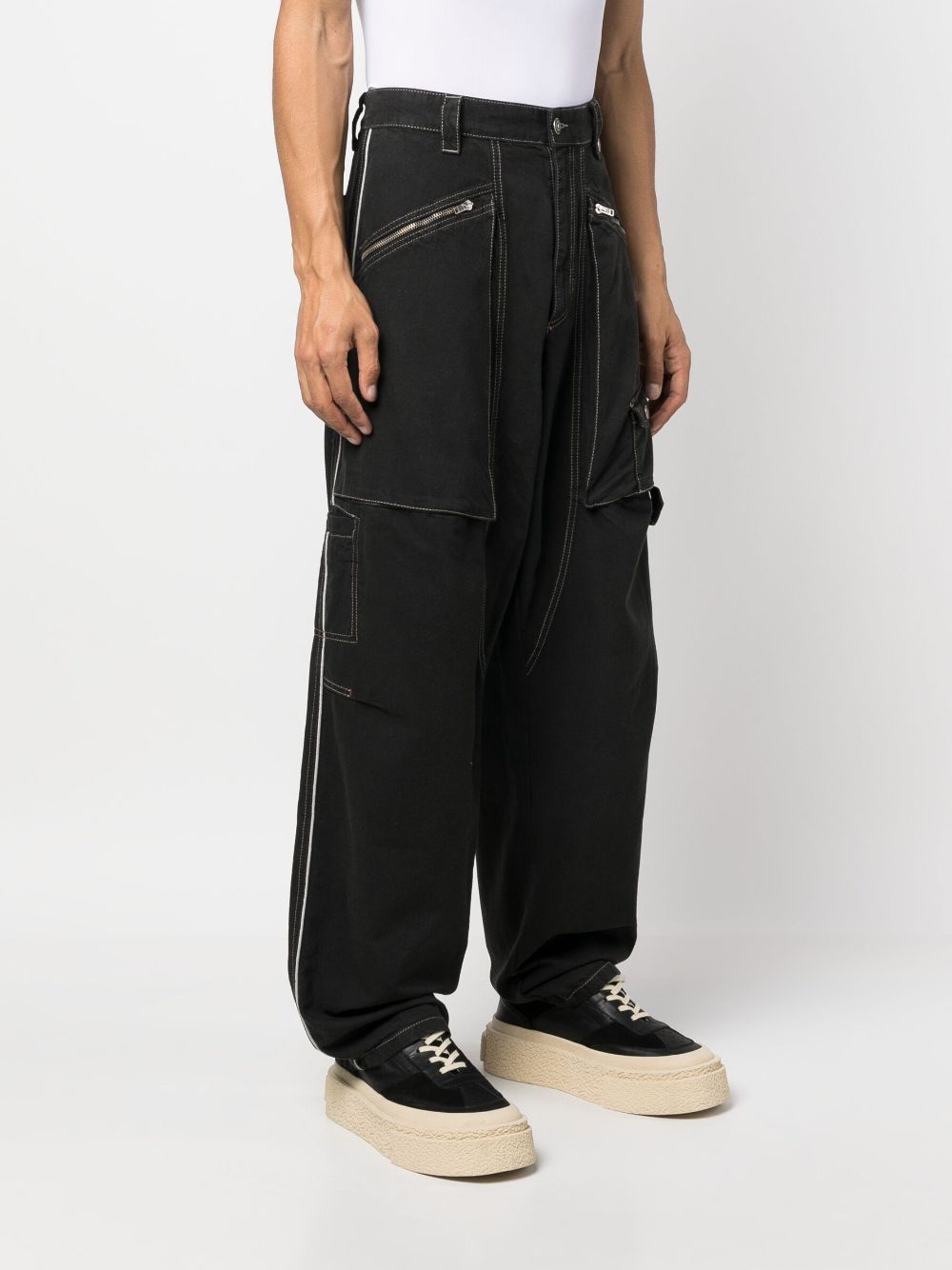 Shop Marant Multiple-pockets Wide-leg Trousers In Black