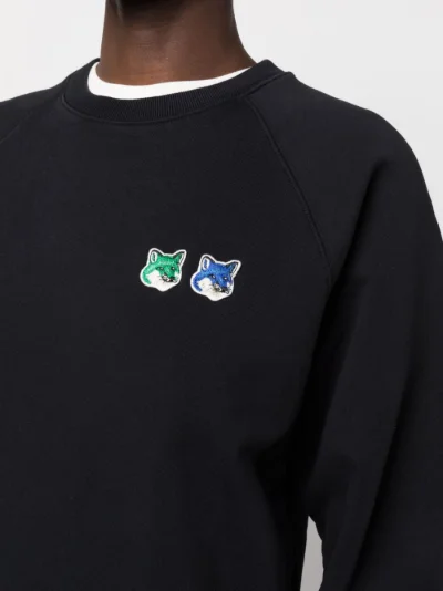 Maison Kitsuné logo-patch cotton sweatshirt black | MODES
