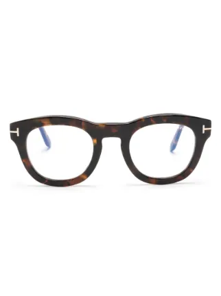 TOM FORD Eyewear round frame tortoiseshell effect Glasses Farfetch