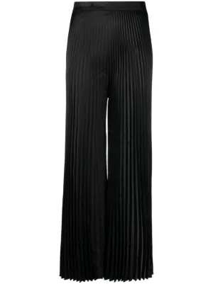 White pleated palazzo trousers on sale