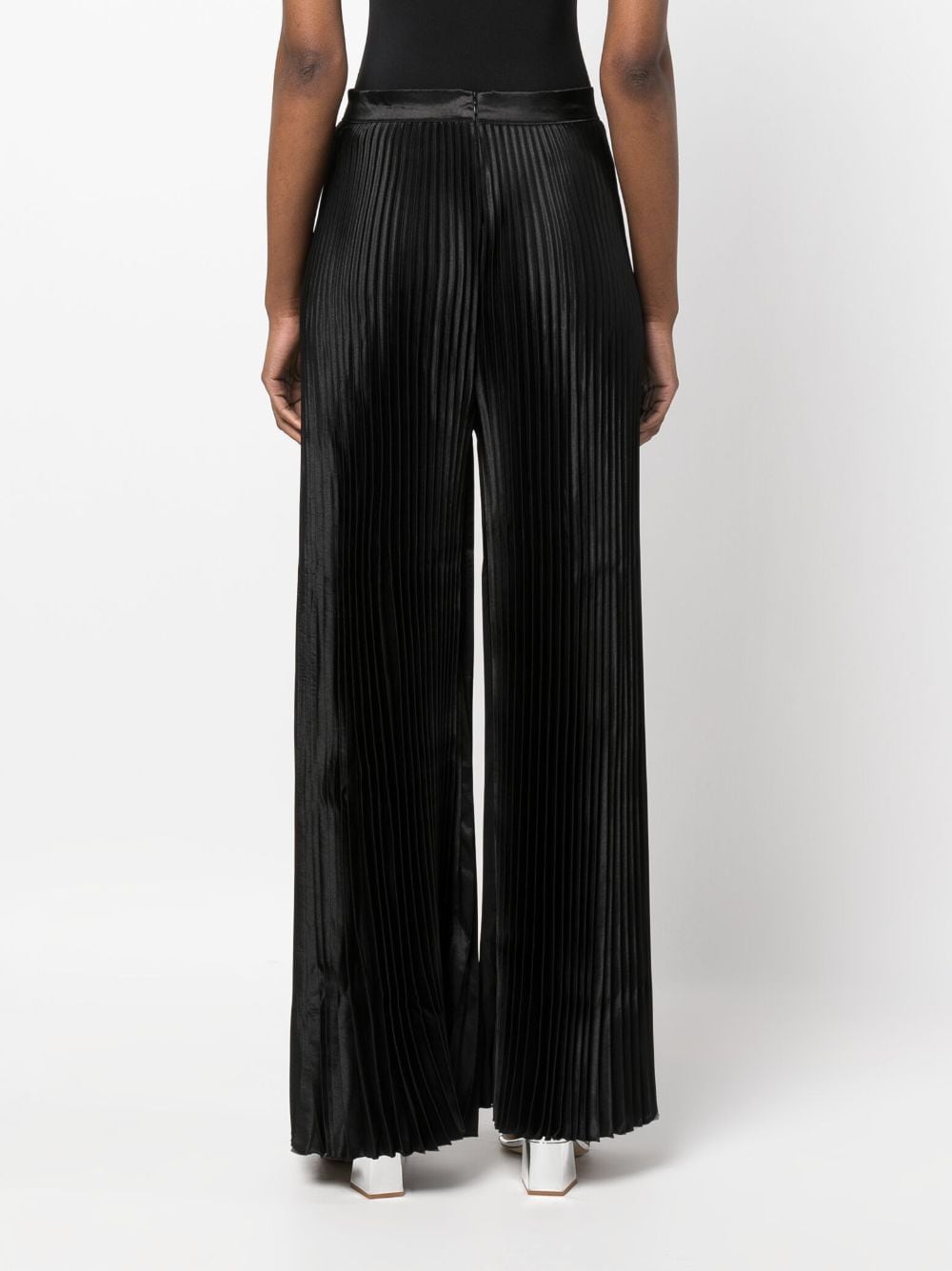 Shop L'idée High-waist Pleated Palazzo Trousers In Black