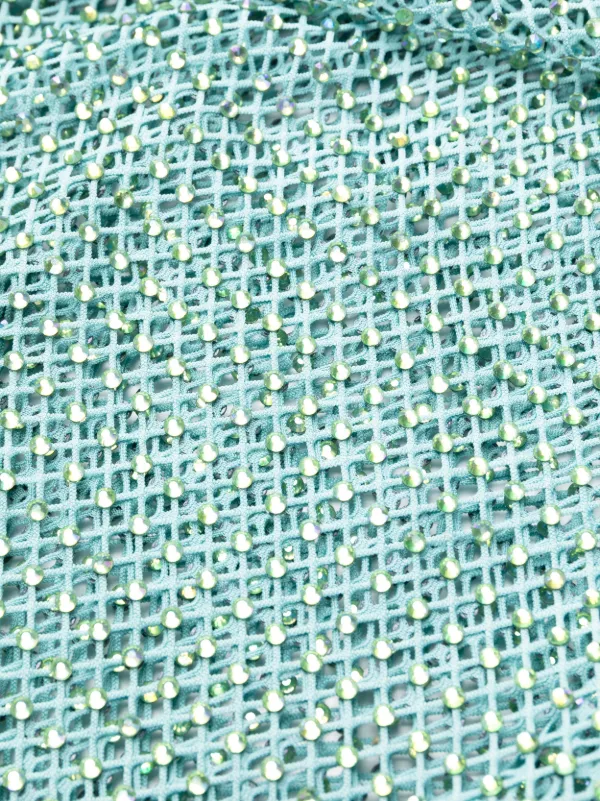 Self-Portrait rhinestone-embellished Fishnet Dress | Green | FARFETCH GE