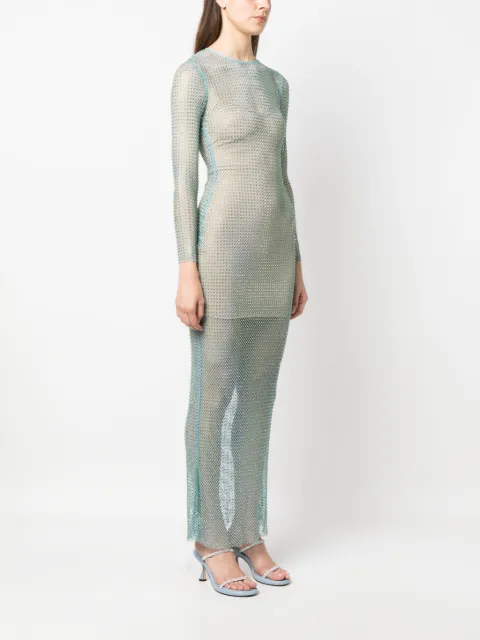 Self-Portrait rhinestone-embellished fishnet dress SS23150XGHOTFIX - 2