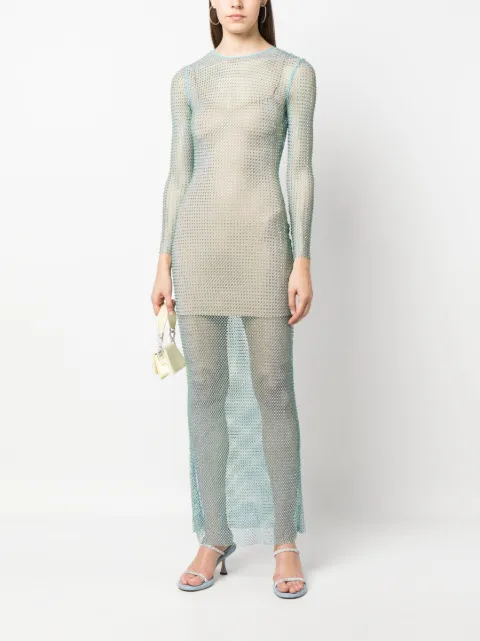 Self-Portrait rhinestone-embellished fishnet dress SS23150XGHOTFIX - 1