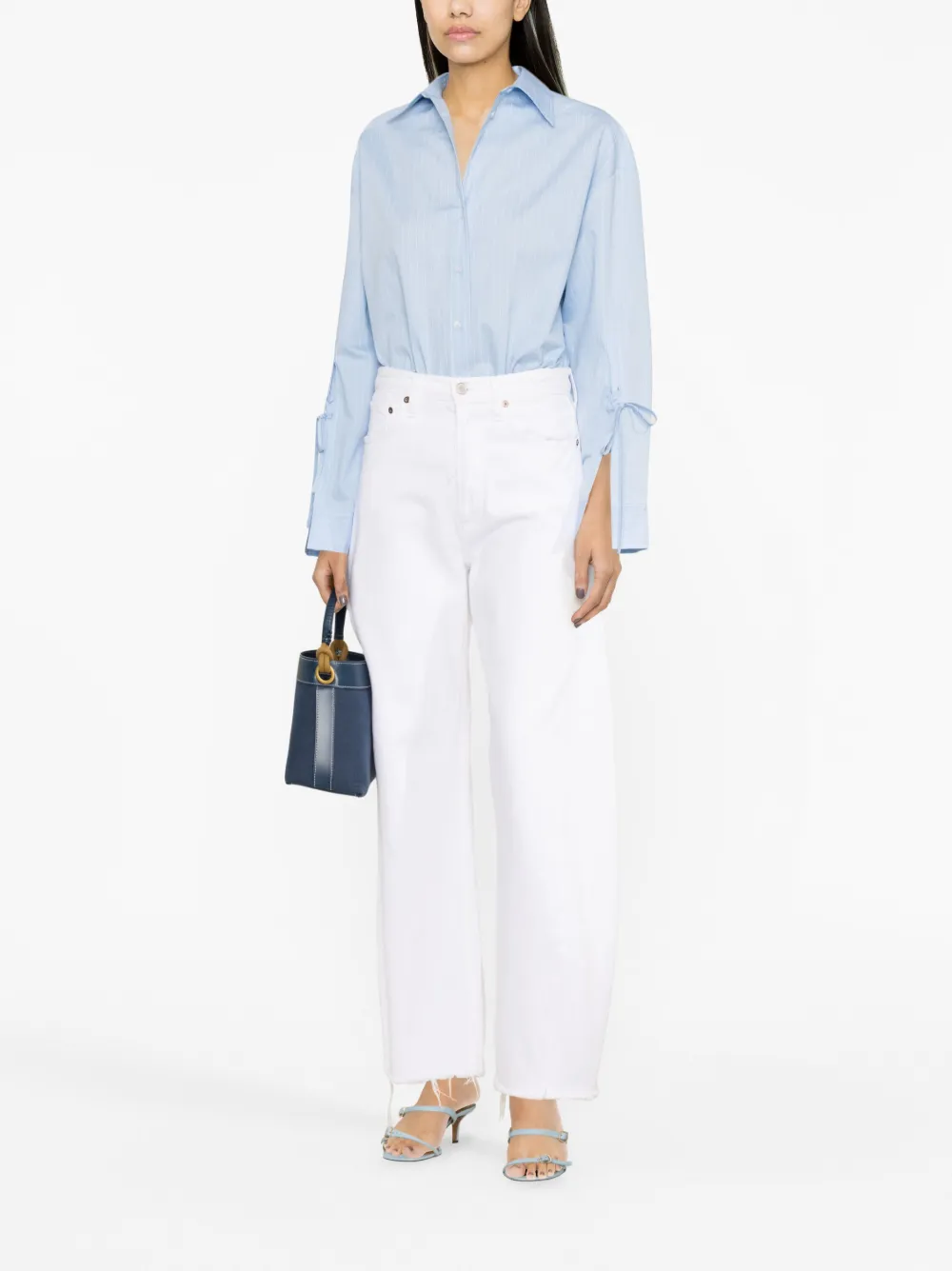 PINKO striped tie-fastening shirt - Blauw