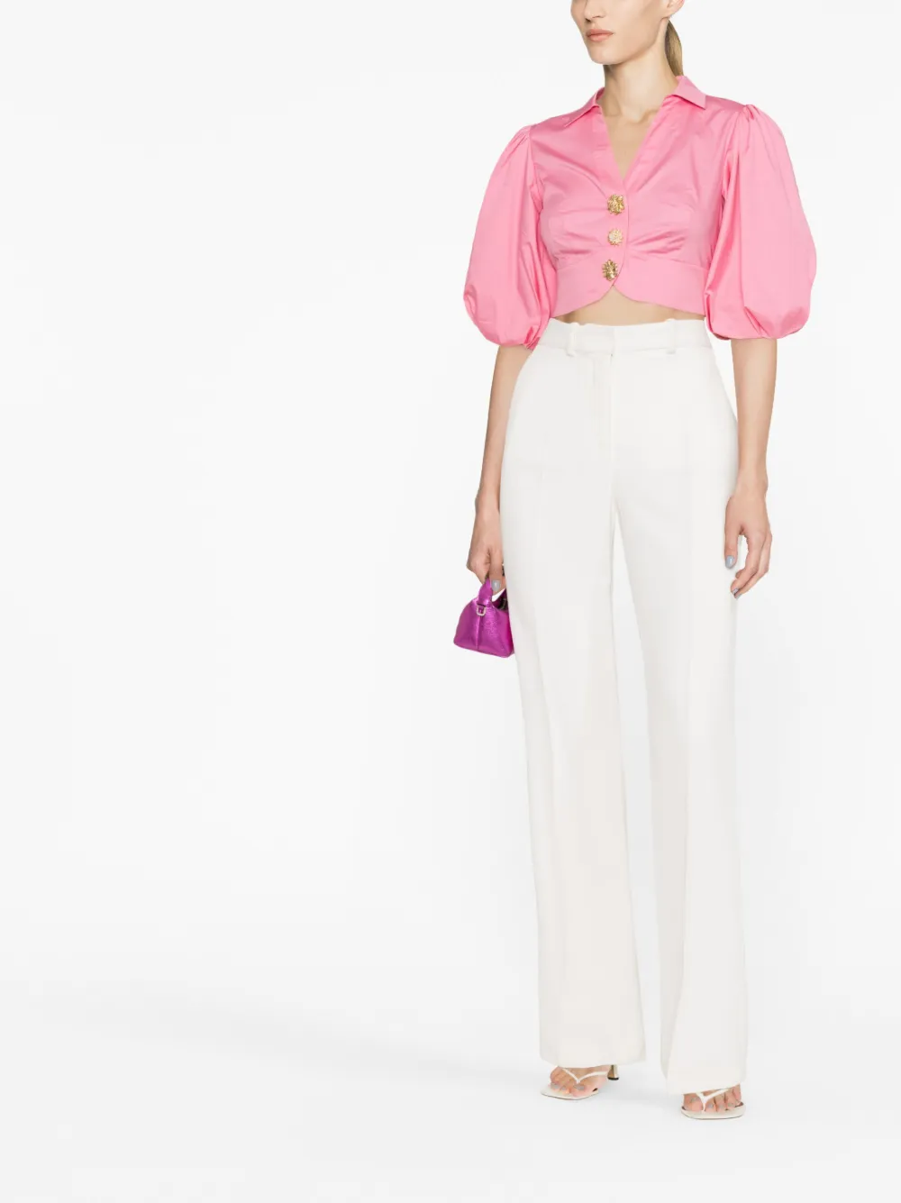 Self-Portrait Blouse met pofmouwen - Roze