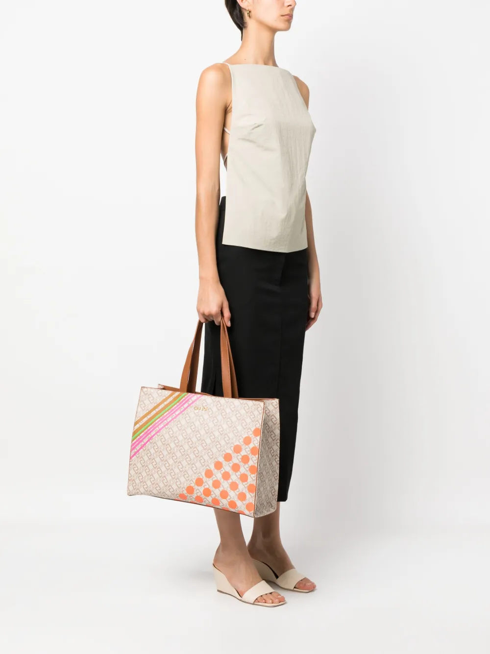 LIU JO Shopper met monogram patroon - Beige