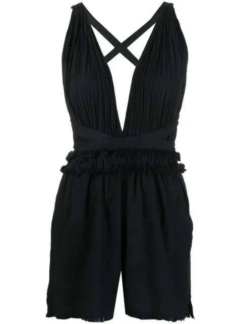 Caravana - plunging V-neck playsuit