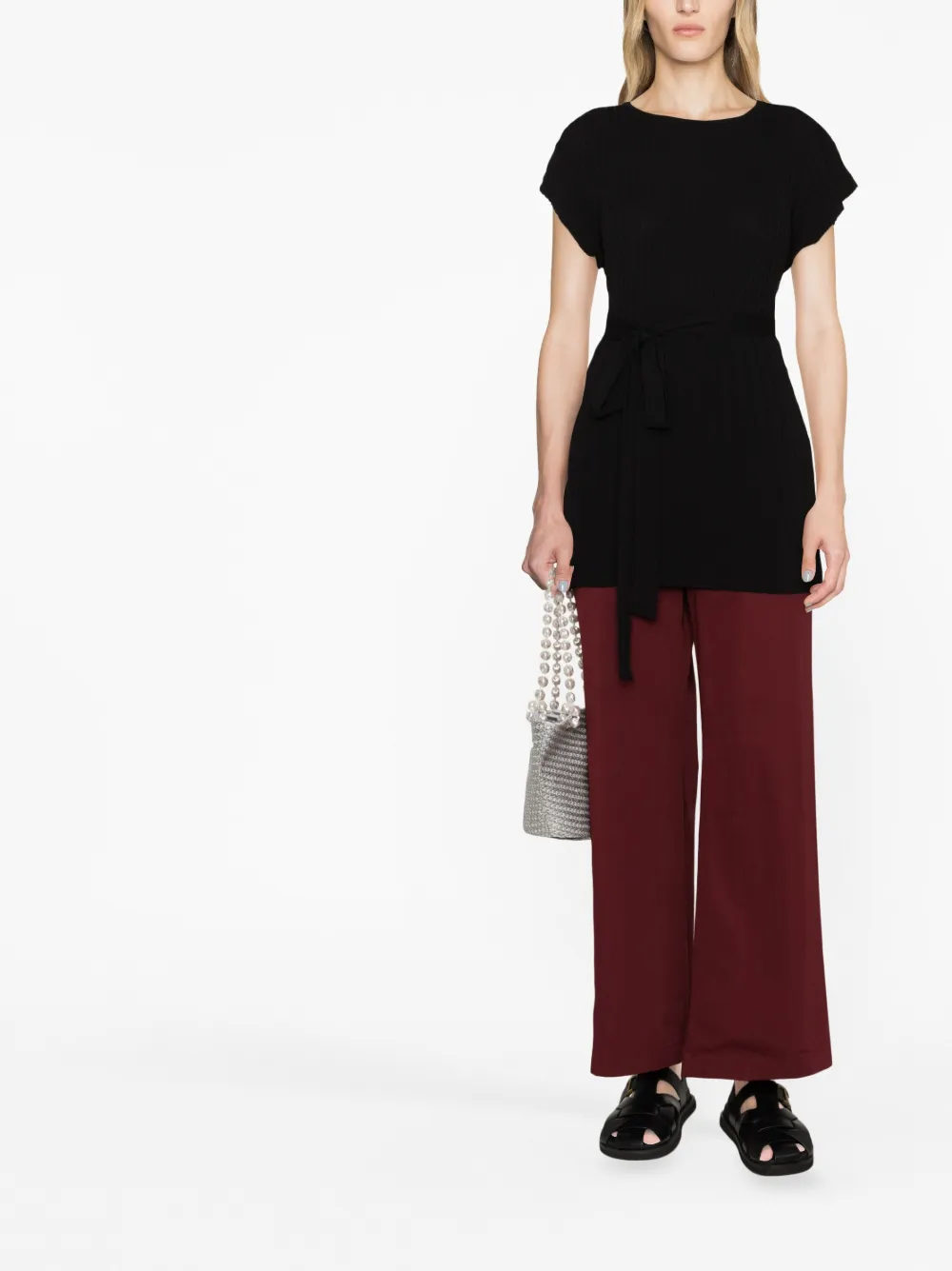 TWINSET Ribgebreide jurk - Zwart